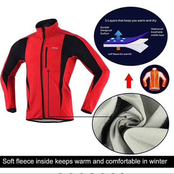 Cycling Red Jacket Arsuxeo Unisex cycling jacket Size XL - Picture 9 of 14